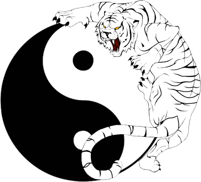 Yin Yang Tiger Psd - Tiger Yin Yang Symbol (400x362), Png Download
