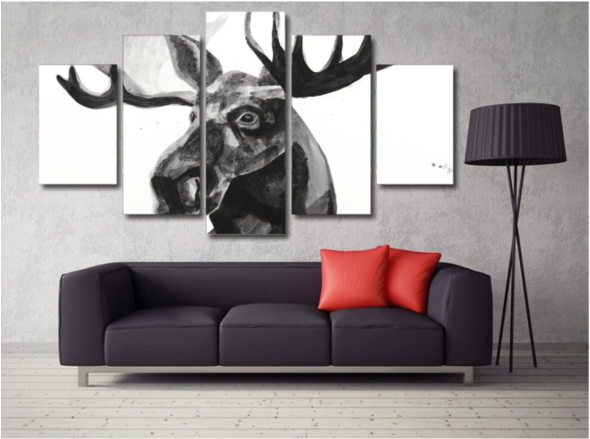 Moose - Hello Artwork - Contemporary Art Black And White Eiffel (600x600), Png Download