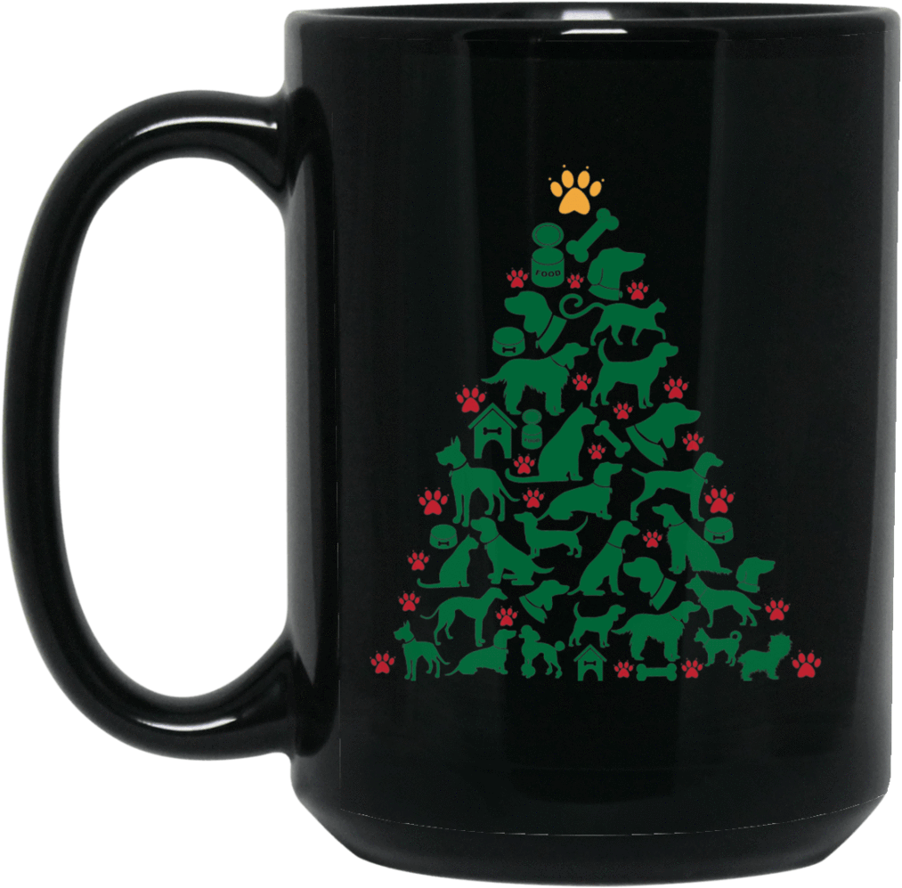 Dog Paw Christmas Tree Coffee Mug - Christmas T-shirt Dog Lover Person Christmas Tree T-shirt (1024x1024), Png Download
