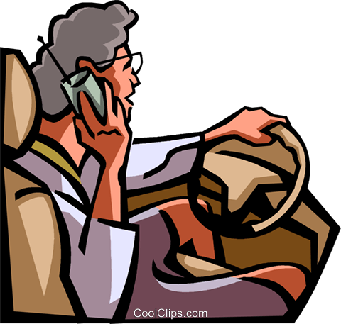 Driving While Talking On Her Cell Phone Royalty Free - Using Mobile Phone While Driving Cartoon (480x457), Png Download