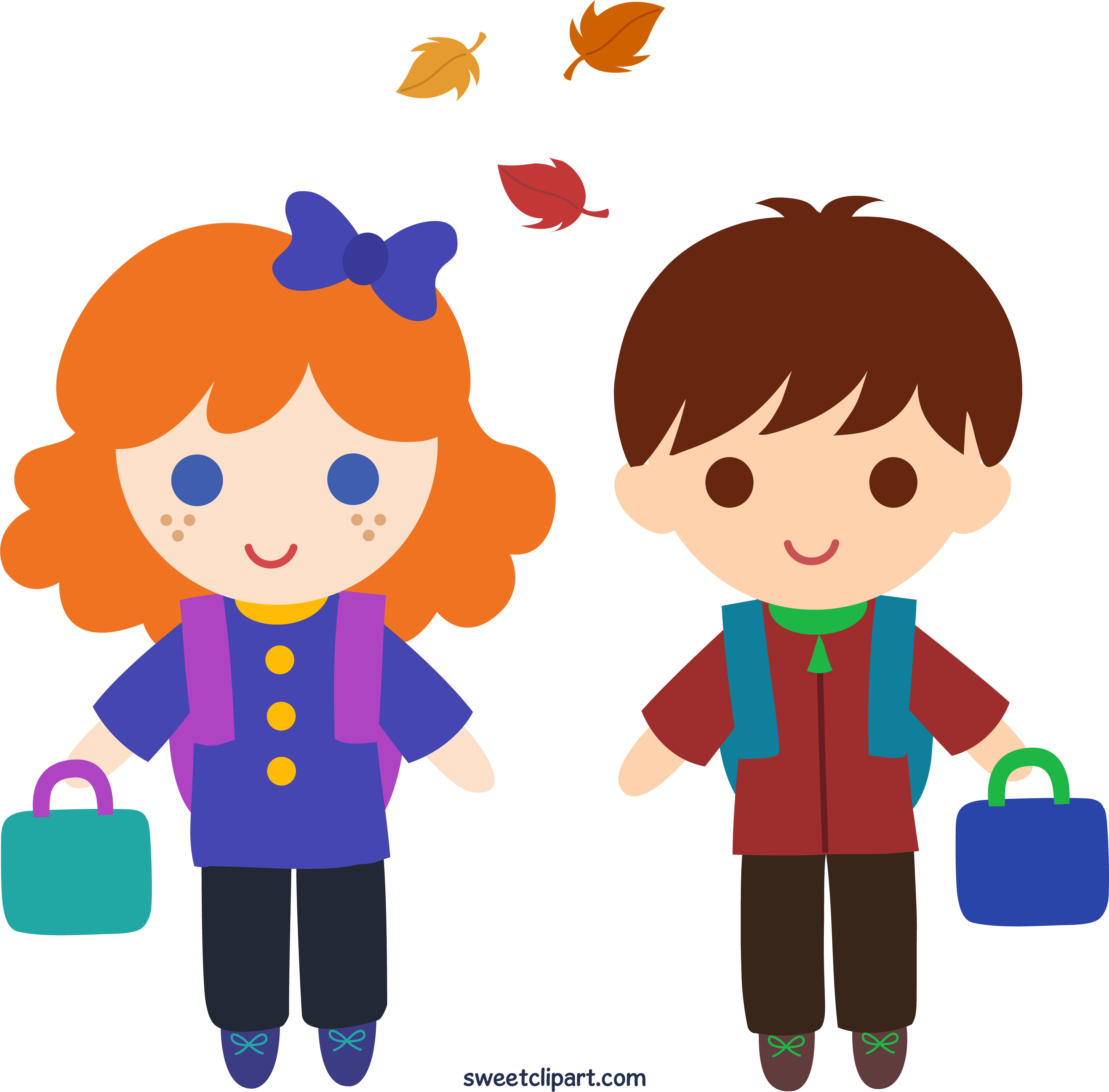 Autumn Archives Sweet Clip Art Kids - School Kids Cliparts (600x591), Png Download