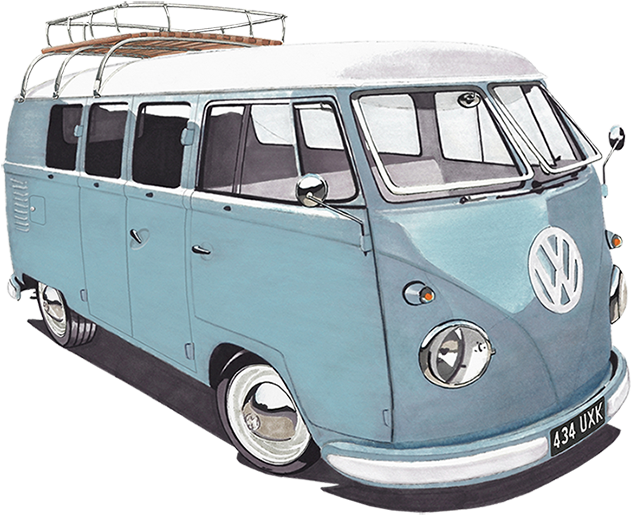 Elvis - Vw Camper Van Png (650x527), Png Download