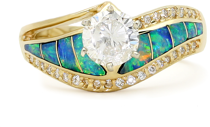 A Collection Of Designer Fine Jewelry With Fire Opal - Lanae 14k Opal And Diamond Ring (1200x1200), Png Download