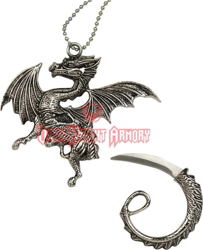 Dragon Tail Neck Knife - Dragon Necklaces Knife In Tail (869x869), Png Download