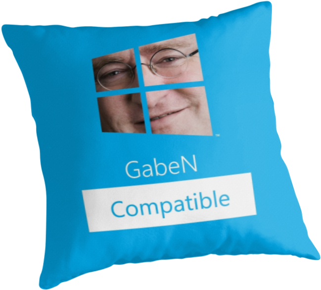 "gaben Compatible" Throw Pillows By Potatonotfound - Gabe Newell Smile (875x875), Png Download