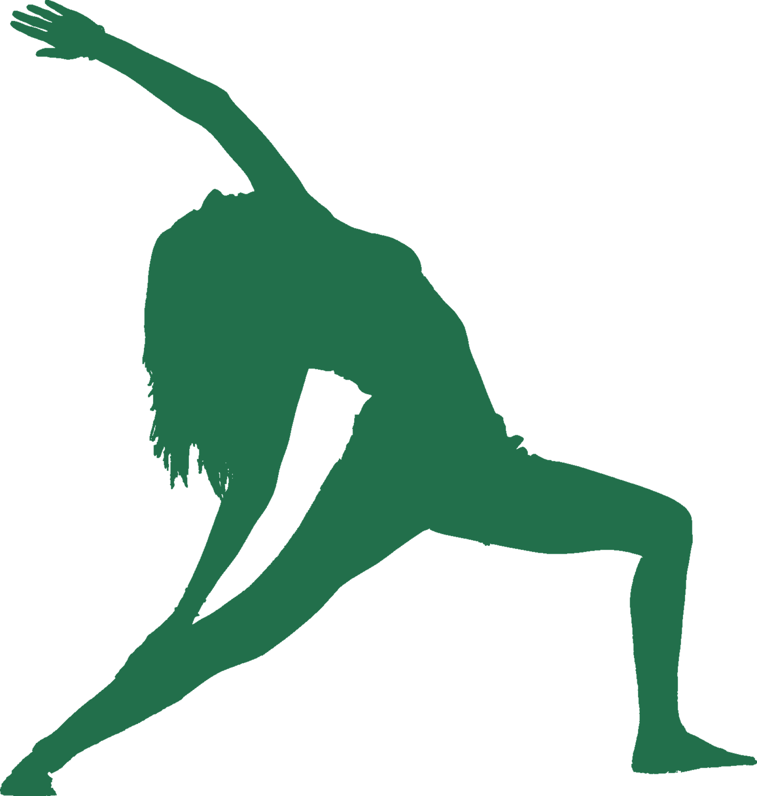 Green Colored Silhouette Women Performing Reverse Warrior - Yoga Logo Png (2500x2627), Png Download
