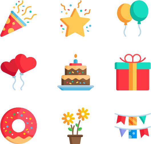 Celebrations - Birthday Icons Png (600x564), Png Download