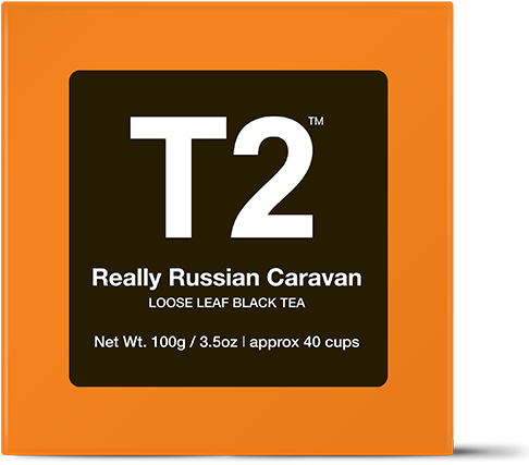 Really Russian Caravan Loose Leaf Gift Cube - T2 English Breakfast 25 Tea Bags (555x555), Png Download