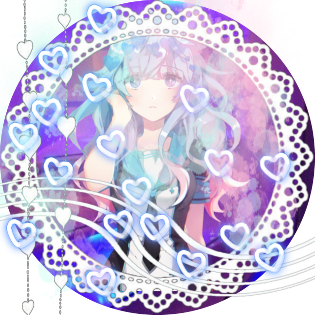 Pfp Kawaii Blue White Neon Chalk Dust Girl Kawaii Cute - Kawaii (1024x1024), Png Download