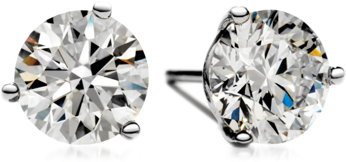 Studs - Diamond Stud Earrings Png (690x396), Png Download