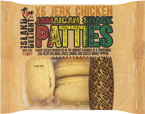Snack Jerk Chicken Patties - Island Delight Jerk Chicken Patty (500x452), Png Download