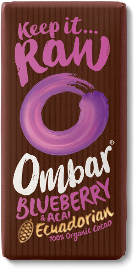 Ombar Blueberry & Acai - Ombar 90% Raw Cacao Raw Chocolate Organic 35g (326x600), Png Download