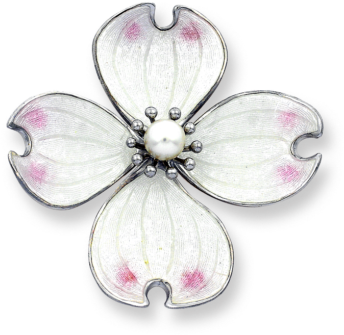 Nicole Barr Designs Sterling Silver Dogwood Brooch-white - Nicole Barr Designs Sterling Silver Dogwood Brooch (800x800), Png Download