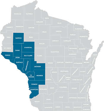 Mayo Clinic Health System Counties - Wisconsin Black Png (350x375), Png Download