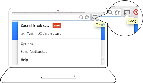 Chromecast-symbol - Chrome Browser Cast (485x293), Png Download