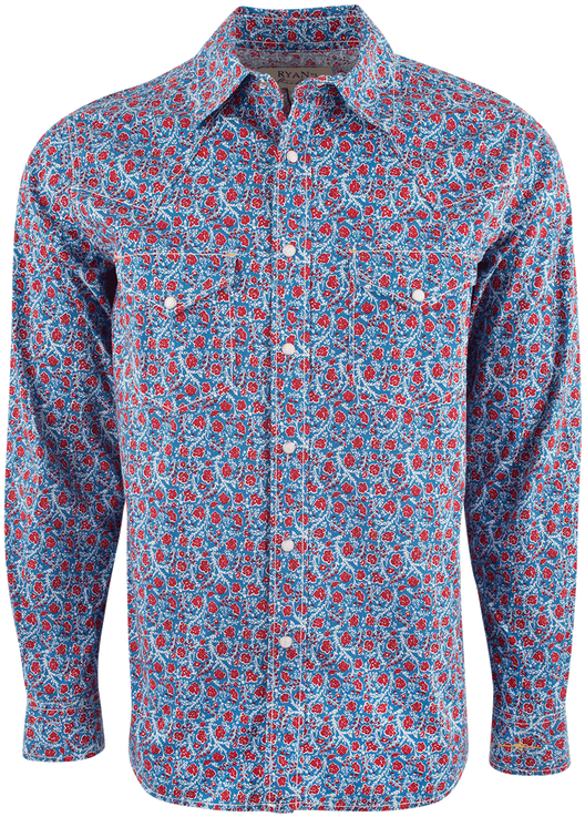 Ryan Michael Floral Print Western Shirt (544x800), Png Download