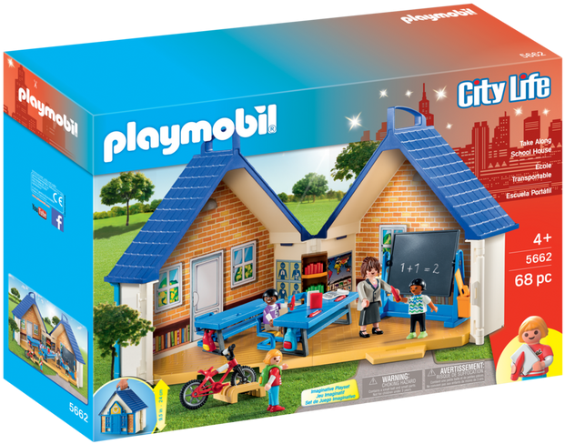Playmobil Take Along School House (700x490), Png Download
