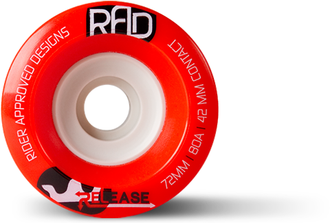 80a Red - Rad Rider Approved Designs Release 72mm 80a Red Longboard (660x330), Png Download