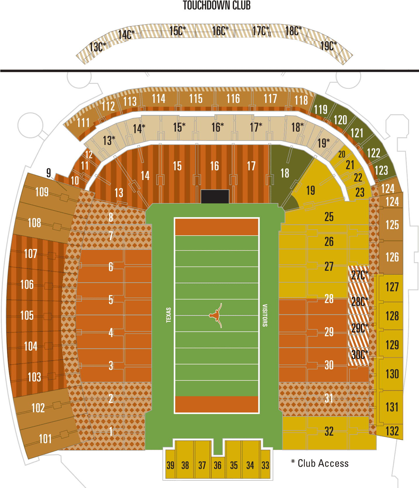 Download Darrell Royal Stadium Seating Chart Seat Numbers Also Texas