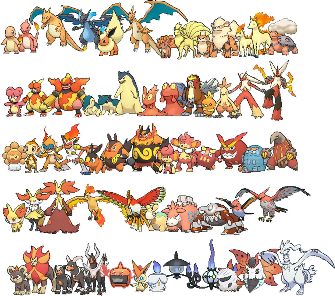 Pokemon Fire Red Pokemon - Todos Os Pokemons Tipo Fire (1200x1050), Png Download