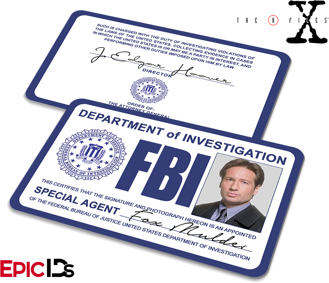 The X-files Inspired Fox Mulder Fbi Special Agent Id - X-files (1200x1000), Png Download