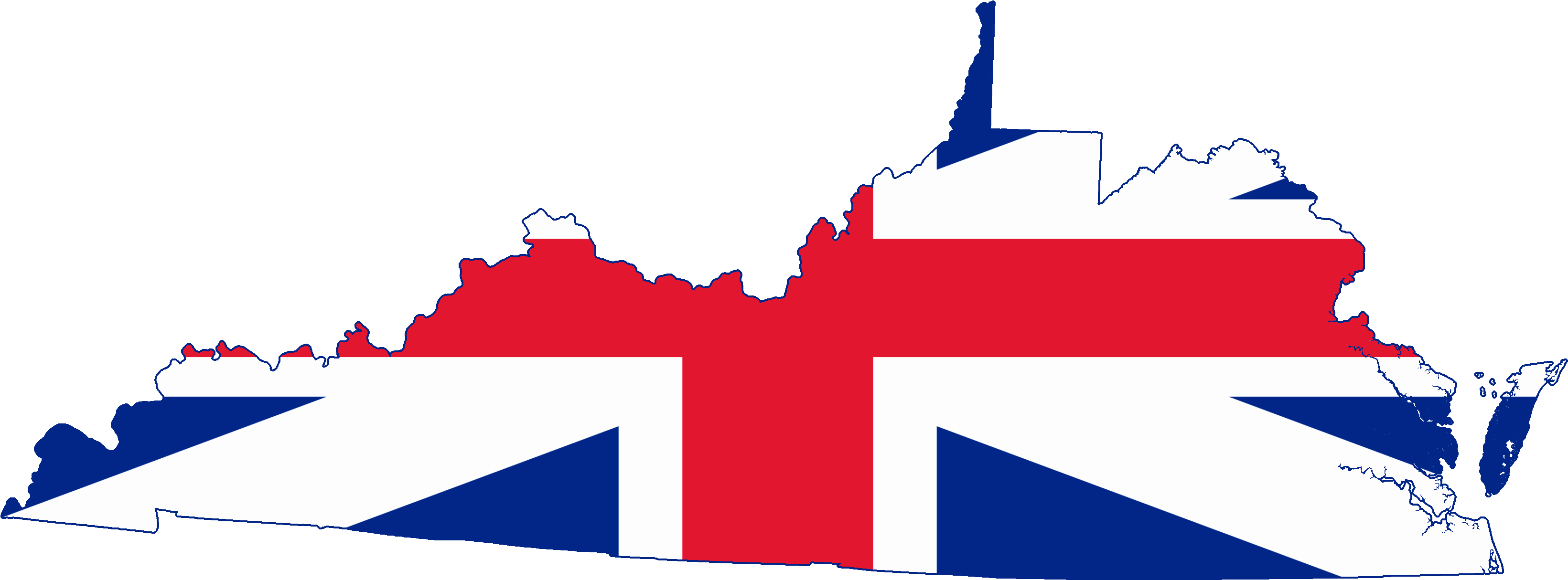 Flag Map Of The Colony Of Virginia - 13 Colonies Flag Map (3388x1292), Png Download