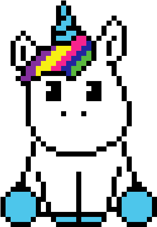 Unicornio - Pixel Art Unicorn Kawaii (370x510), Png Download