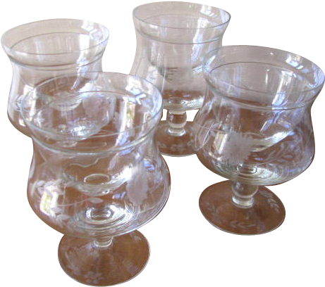 Vintage 1950's Floral Etch Crystal Shrimp Cocktail - Vintage Shrimp Cocktail Glasses (460x460), Png Download