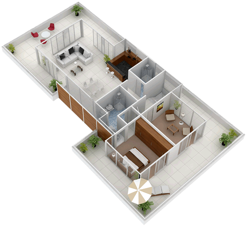 Planta Baixa Moderna 2 266x243@2x - Architectural Rendering (494x453), Png Download