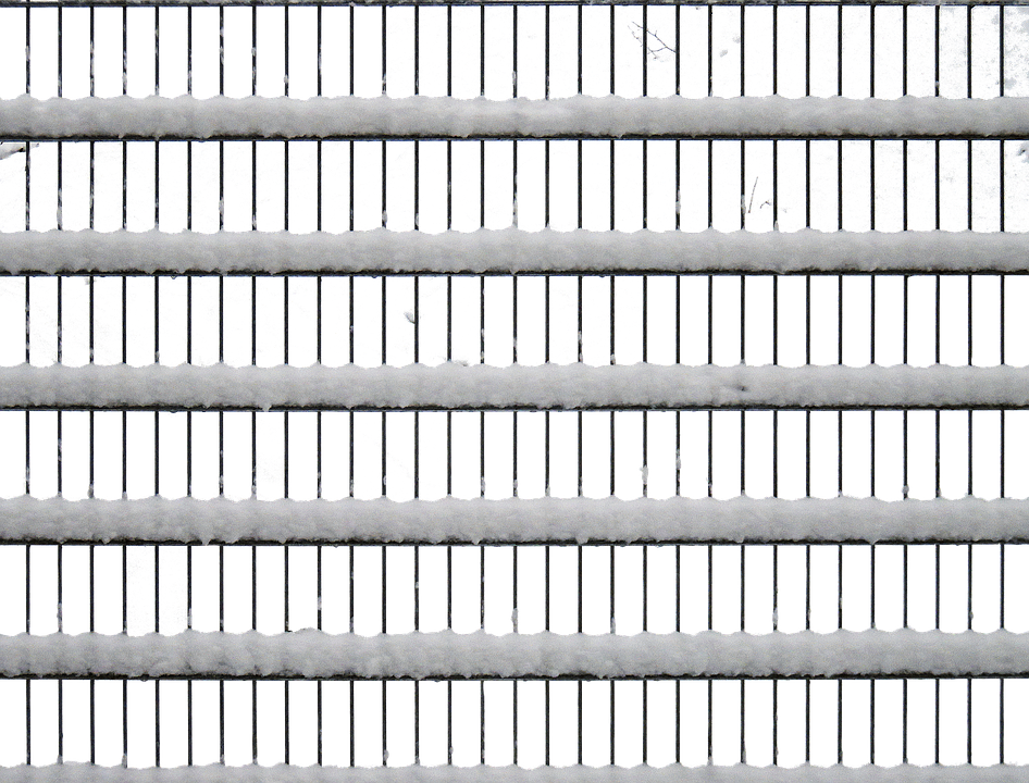 Fence, Grid, Snow, Winter, Bars, Metal, Lattice Fence - Metallgitter Png (946x720), Png Download