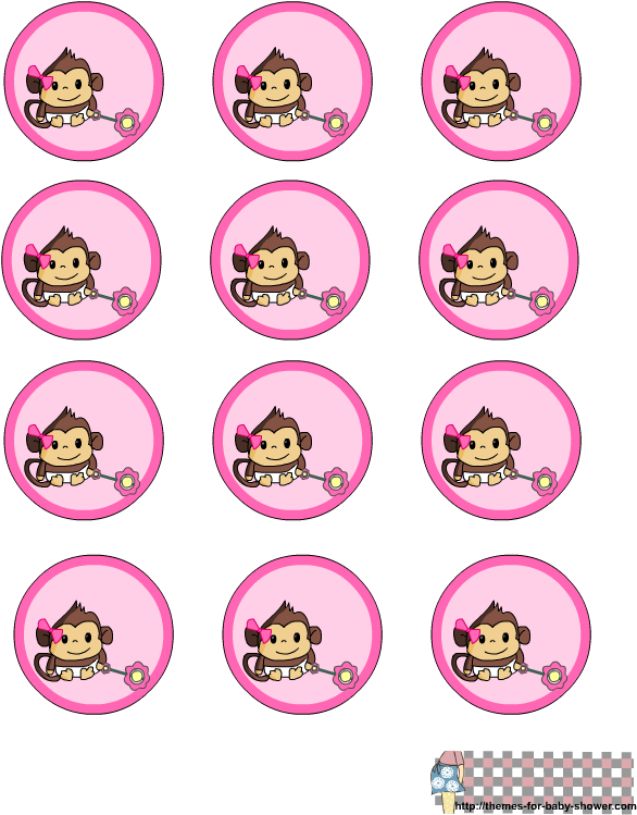 Monkey Girl Ballarina Baby Shower - Monkey Baby Shower Labels (612x792), Png Download