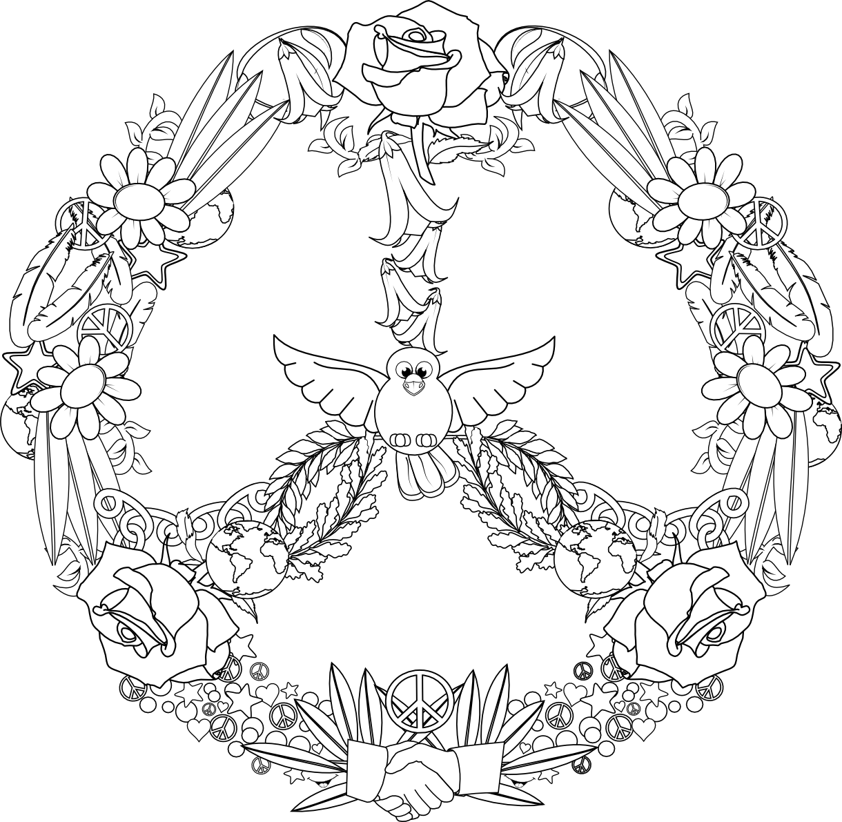 Símbolo Paz Paloma De La Paz, Hojas Para Colorear, - Signo De La Paz Para Colorear (1220x1191), Png Download