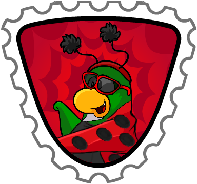 Red Stamp Crew 4 - Stamp Template Club Penguin (390x363), Png Download
