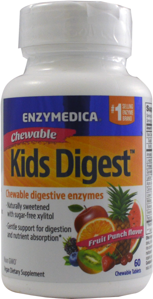 Enzymedica Kids Digest Fruit Punch 60 Chewable Tablets - Enzymedica, Kids Digest, Chewable Digestive Enzymes (650x650), Png Download