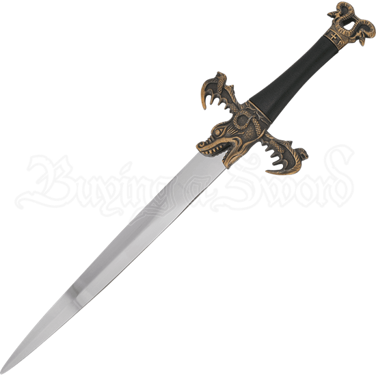 Antique Gold Medieval Dragon Dagger - Antique Dagger (550x550), Png Download