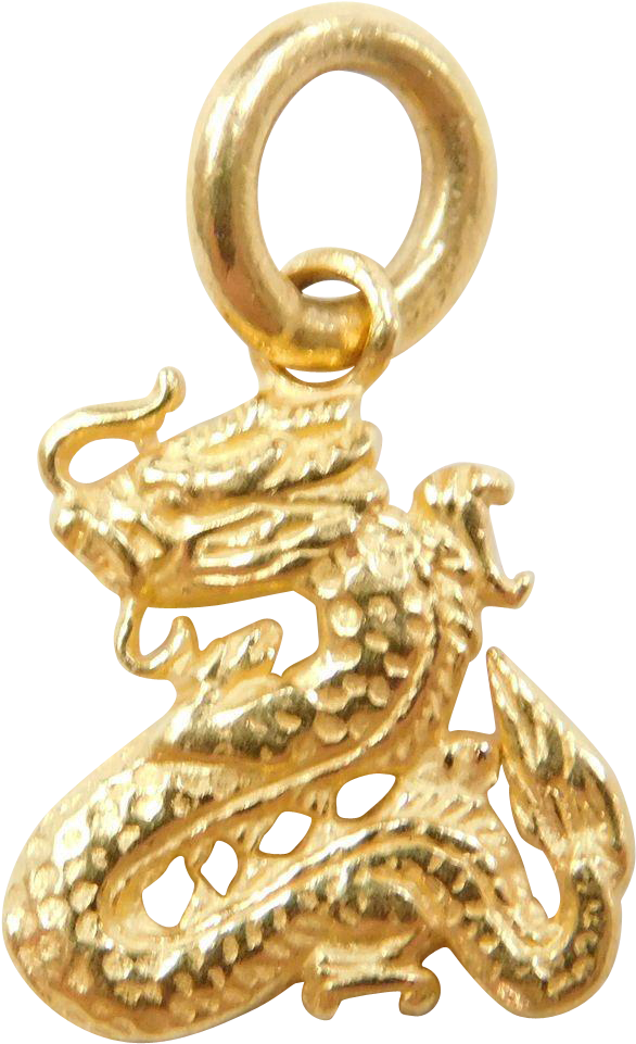 Vintage 22k Gold Dragon Charm Found At Www - Gold (960x960), Png Download