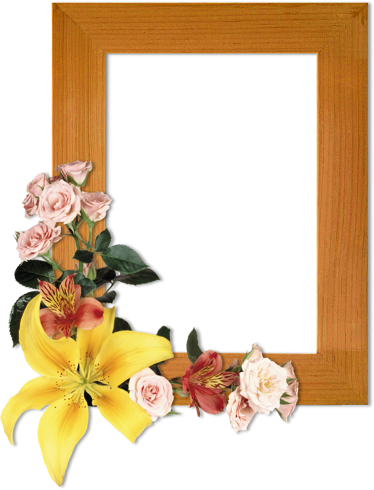 Madera Con Flores - Marcos Para Foto Madera Png (1220x1600), Png Download