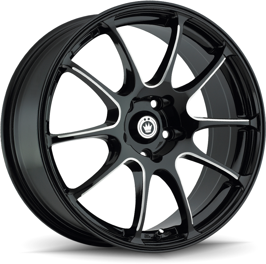 Gloss Black W/ Ball Cut Machined Spokes - Konig Illusion Gloss Black Rim With Ball Cut Machined (1000x1000), Png Download