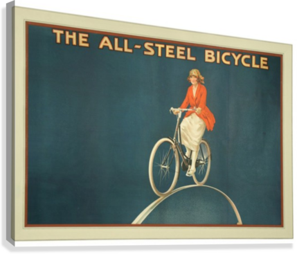 Vintage Cycling Poster For Raleigh Bicycle Canvas Print - Vintage Raleigh Poster Red Lady (429x367), Png Download