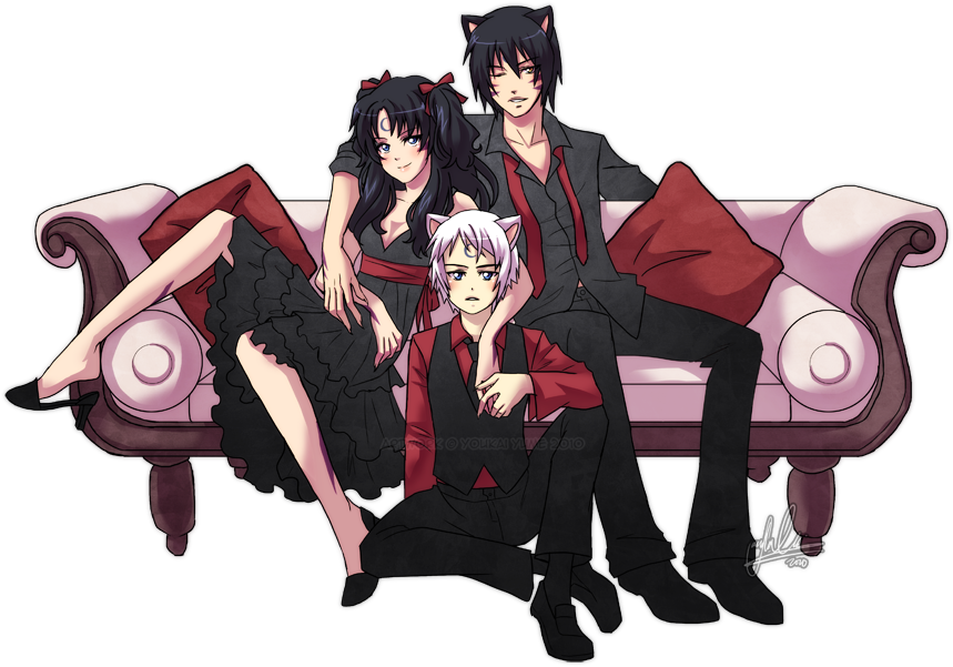 Sesshomaru And Kagome's Kids - Kagome And Sesshomaru Family (900x621), Png Download