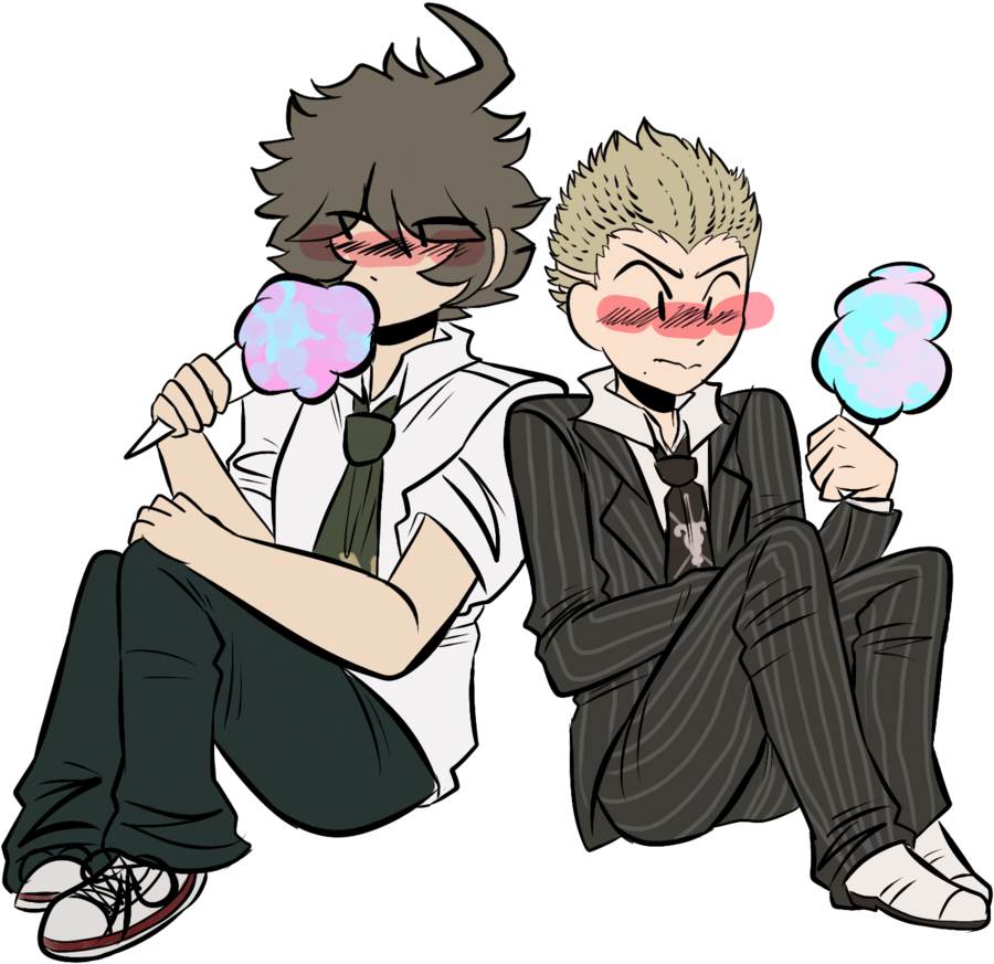 “hajime X Fuyuhiko Eating Cotton Candy Together While - Danganronpa Fuyuhiko X Hajime (1280x1083), Png Download
