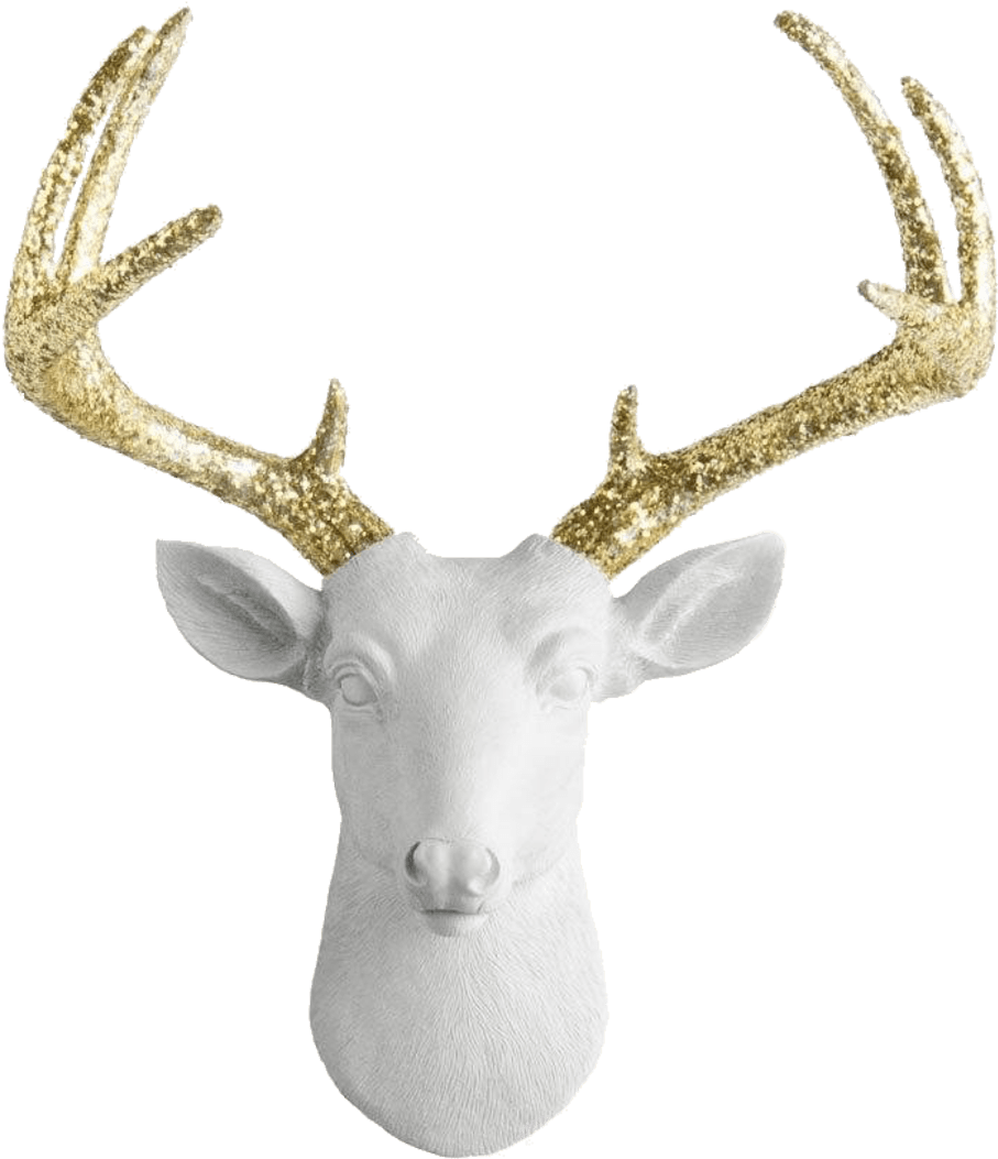 Mini Deer By Wall Charmers | White + Gold Antler Faux (1104x1104), Png Download
