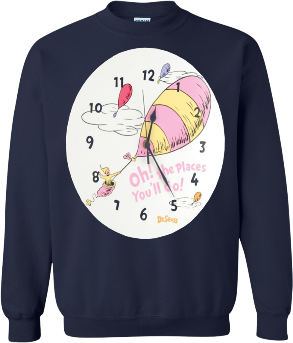 Dr Seuss Oh The Places You'll Go T Shirt Hoodie Sweter - Trend Lab Dr.seuss Wall Clock Oh (1155x1155), Png Download
