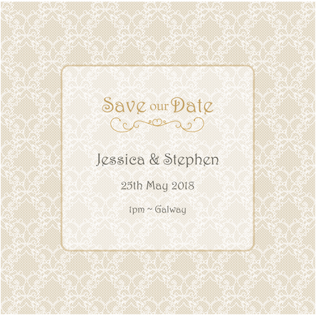 Save The Date Vintage Lace 3d View - Paper (500x500), Png Download