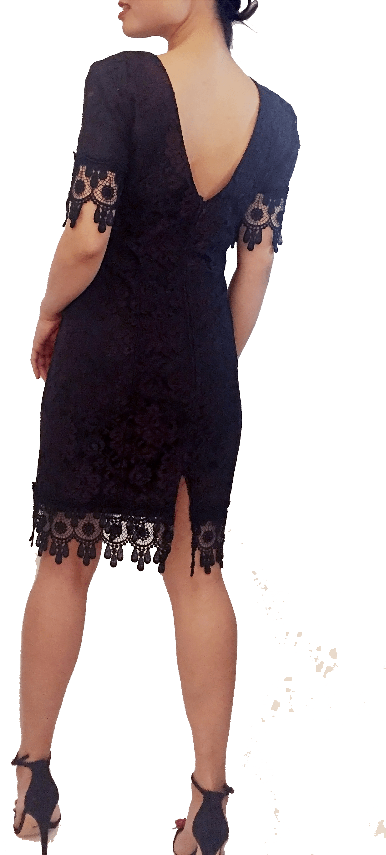 Vintage Lace Dress Open Back - Dress With Split On The Side (2700x2728), Png Download