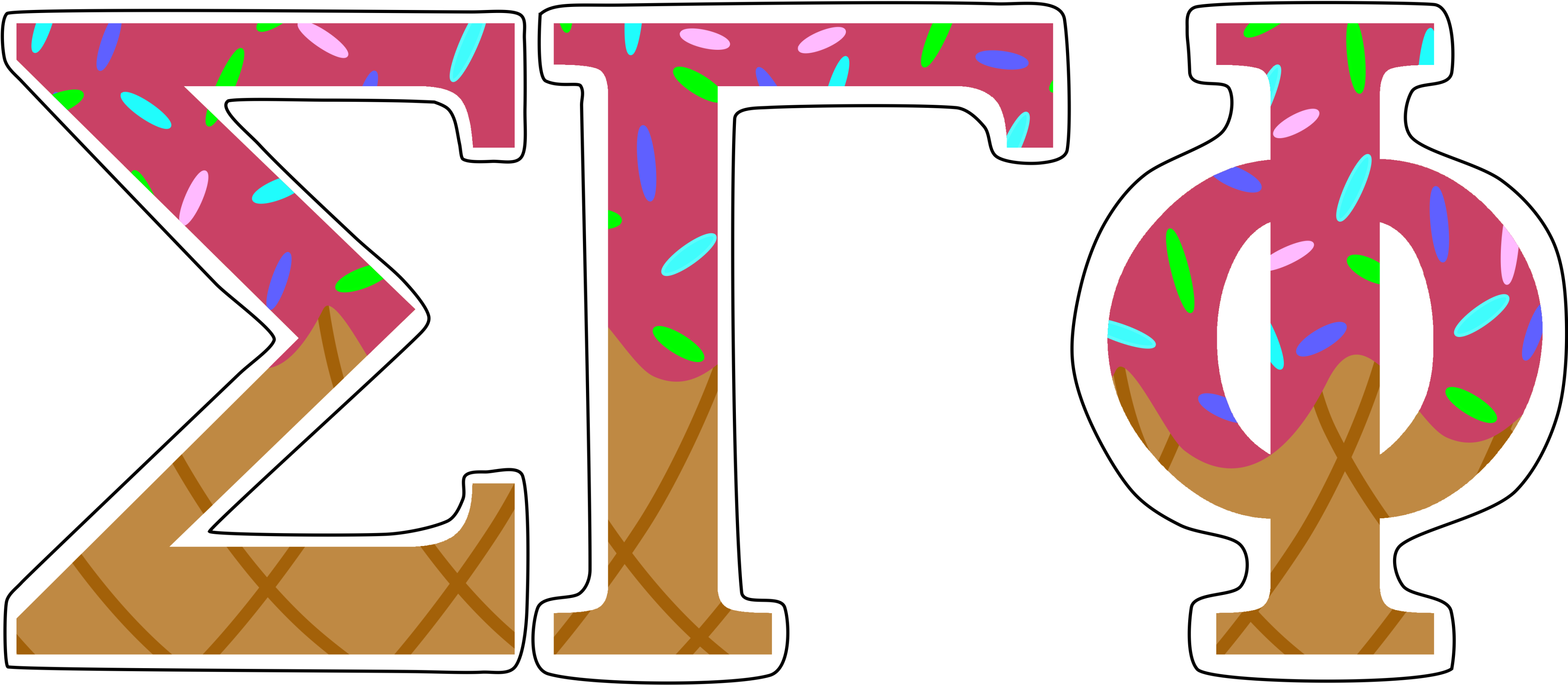 Ice Cream Greek Letters Sticker - Greek Alphabet (3624x2560), Png Download