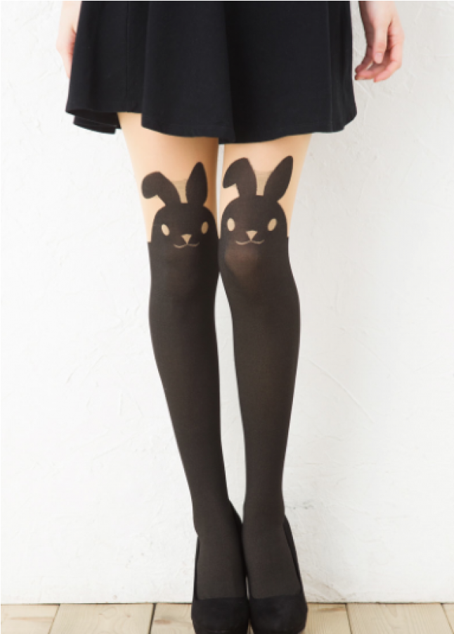 Cute Knee High Print Tattoo Stockings With Nude Top - Tights (900x900), Png Download