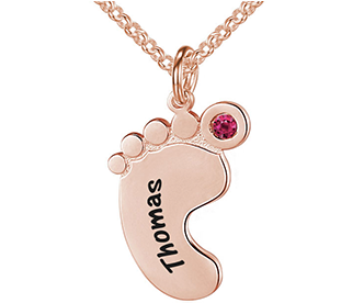 Personalized Foot Birthstone Name Necklace Custom Children (360x360), Png Download