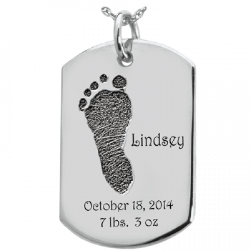 Fingerprint 3d Baby Foot Print Dog Tag - Baby Handprint On Dog Tag Keepsake (500x500), Png Download