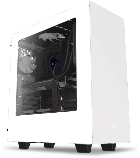 87fps - Nzxt S340 Glossy White Steel Atx Mid Tower Case (500x550), Png Download